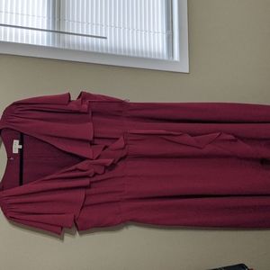 Laura plus mock wrap dress with ruffled sleeves